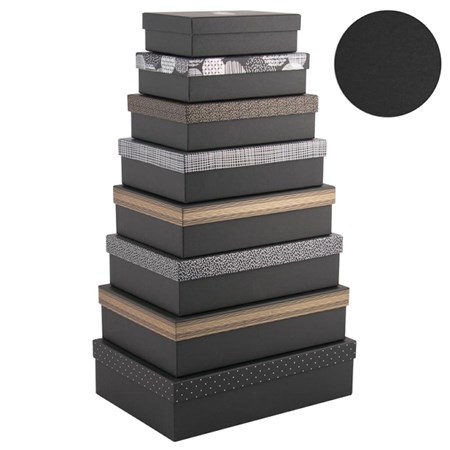 "Black, Silver and Gold" Rektangulært eskesett (8)