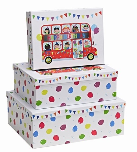 "Happy Birthday Bus" Rektangulære gaveesker (3)
