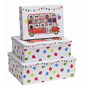 "Happy Birthday Bus" Rektangulære gaveesker (3)