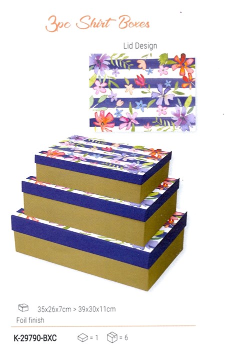 "Navy Stripe Floral" Skjorteeske-sett (3)