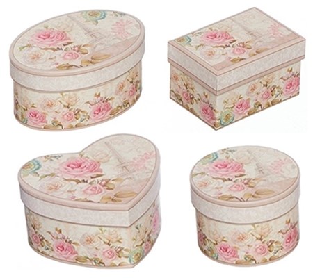 "Pink/Cream Floral" Gaveesker 4 assorterte