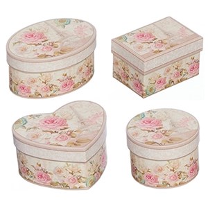 "Pink/Cream Floral" Gaveesker 4 assorterte