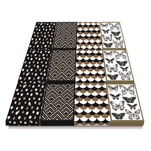"Black & Gold" Rektangulære gaveesker, 4 assortert (12)
