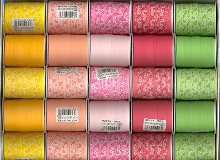 Gavebånd, "Floral Ribbon Matt", 10m x 10mm, ass (25)