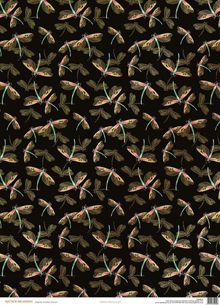 Foiled Gift Wrap "Dragonflies", 69,6 cm x 50,0cm
