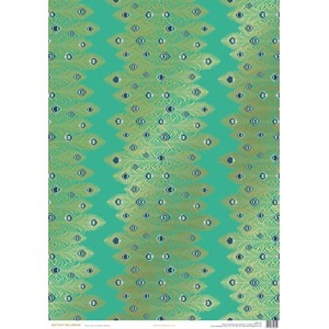 Foiled Gift Wrap "Jade Peacock Heart", 69,6 cm x 50,0 cm