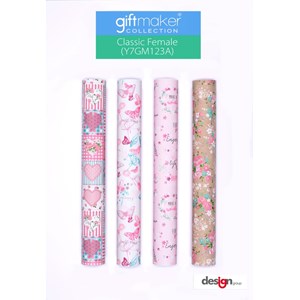 Gavepapir "Traditional Female" 3 meter, 4 ass (36)
