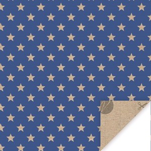 Gavepapir "Kraft Blue Star" 2 meter (24)