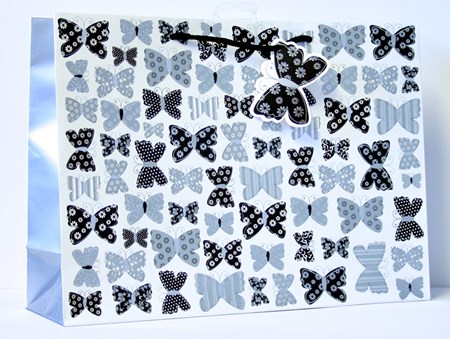 "Butterflies Black/White" Gavepose shopper