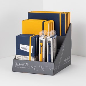 "Bookaroo Notebook & Pen Display, Navy & Yellow