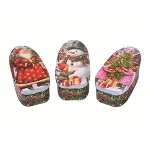 "Vintage Christmas" Oval Tins, 3 ass. (36)