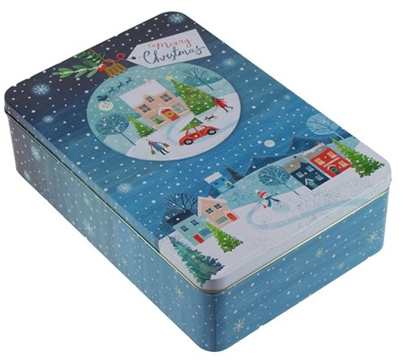 "Winter Landscape" Rektangulær metallboks m/preget lokk