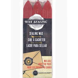 "Sealing Wax with Wick" Pack of 3 Red
