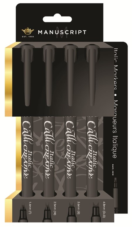 "Callicreative Italic Markers", 4 sorte assorterte penner NY