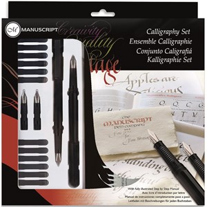 "Master Calligraphy Set", 4 assorterte pennesplitter + hefte