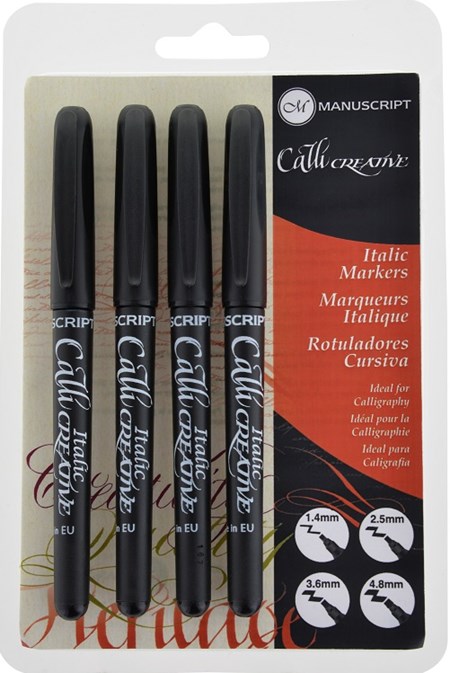 "Callicreative Italic Markers", 4 sorte assorterte penner