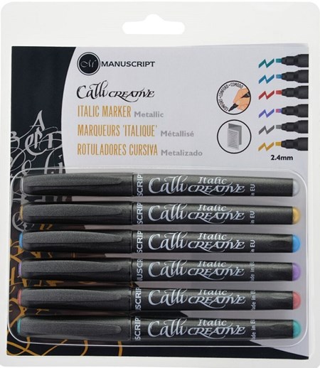 "Callicreative Italic Markers", 6 assorterte metallic marker