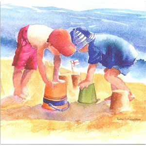 Barn bygger sandslott