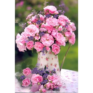 "Rosa roser i mugge", dobbelt blomsterkort