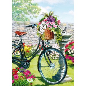 "Bicycle with Flowers" dobbelt kort