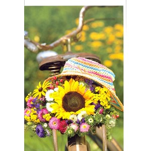 "Blomsterkrans på sykkel"  Dobbelt blomsterkort