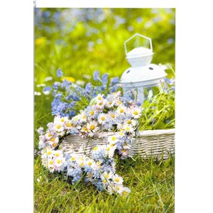 "Prestekrager i hjertkrans m/glitter"  Dobbelt blomsterkort