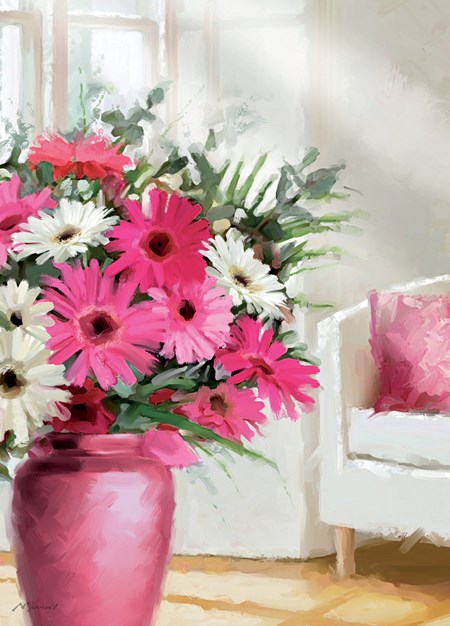 "Pink Gerberas" Dobbelt blomsterkort