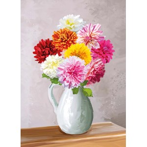 "Dahlias - Painted by Innis Stiles" Dobbelt blomsterkort
