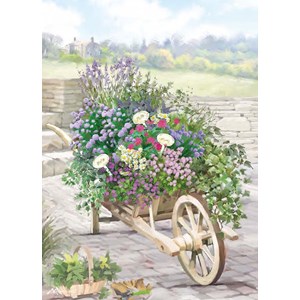 "Wheelbarrow and Herbs" Dobbelt blomsterkort