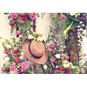 Enkle kort, "Straw Hat and Roses"