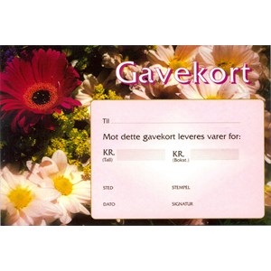 Gavekort, enkelt m/konvolutt
