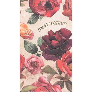 "Gratulerer" Rød og rosa roser, dobbelt kort
