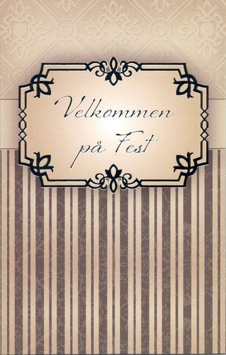 Innbydelse "Velkommen på fest", 5 doble kort m/konvolutt