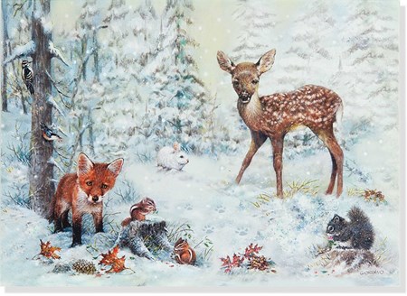 "Snowy Forest" Julekort, eng. tekst 20 kort