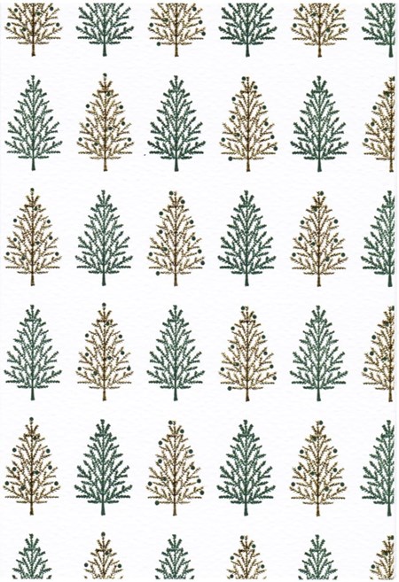 Julekort "Christmas Tree Green/Gold" 10/10+10, 11,5 x 17 cm