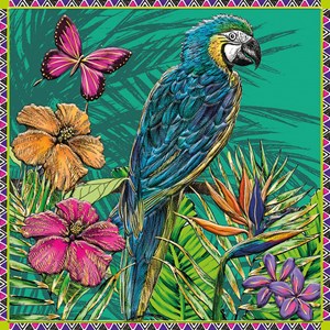 M. Williamson "Parrot & Butterfly" doble kvadratiske kort