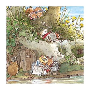 Brambly Hedge "Cooling Off by the Stream" Dblt kvad kort