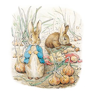 "Peter Rabbit and Benjamin Bunny" Beatrix Potter dobbel kort