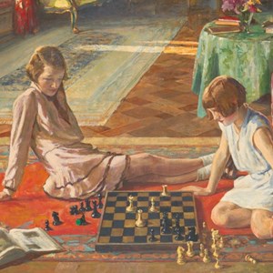 "The Chess Players" Dobbelt kvadratisk kort