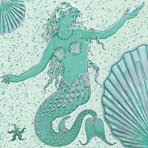 V&A Luxury Format "Mermaid - Walter Crane" kvadratisk kort