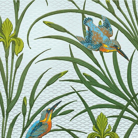 V&A Luxury Format "Iris and Kingfisher Wallpaper" Kvad. kort