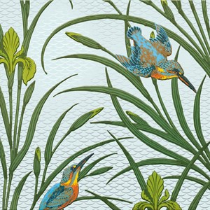 V&A Luxury Format "Iris and Kingfisher Wallpaper" Kvad. kort