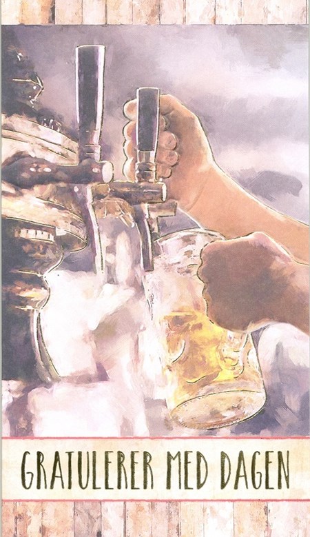 "Gratulerer med dagen" Tappe-kran for øl, dobbelt kort