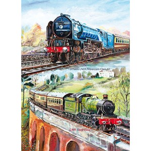 "Steam Trains" Dobbelt manne-kort