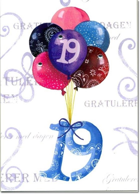 Gratulerer, 19 år, ballonger