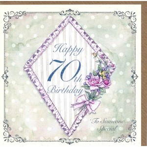 "Happy 70th Birthday - Diamond and Pink Bow"