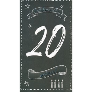 "20 år, gratulerer med dagen", sort kort, dobbelt kort