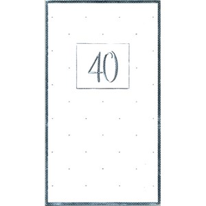 "40 år" hvitt kort m/sølvkant, dobbelt kort