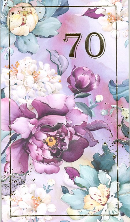 "70 år", blomster og gullfoliert, dbt kort EAN7330324100005