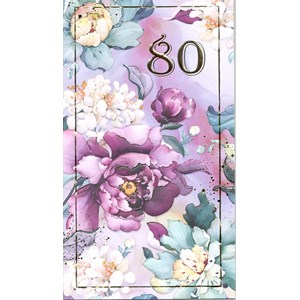 "80 år", blomster og gullfoliert, dbt kort EAN7330324100005